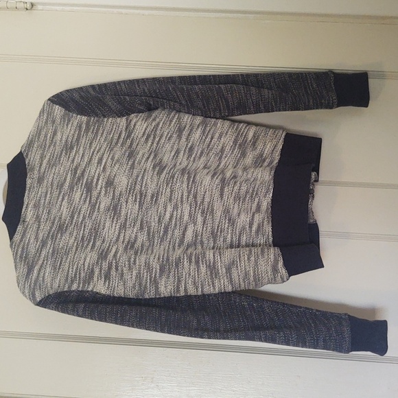 ATHLETA Gray and Navy Bombastic Slub Knit Bomber Full Zip Jacket 138619 Sz S - Picture 7 of 10